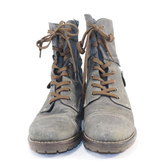 Taos Crave Women’s Combat Boots Size 6.5 | Gray Leather Moto Style - Picture 3 of 7